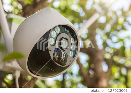 Security IP CCTV camera using solar energy install on the tree for home security system 127023001