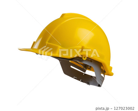 Yellow safety construction helmet isolated on white background 127023002