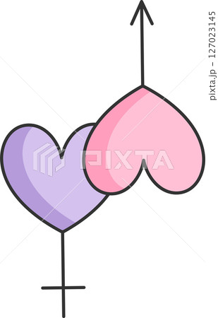 sex icon of a man and a woman in the shape of a heart, simple linear black and pink violet purple icons, isolated on a white background, doodle and sketch style, hand drawing sex icon of a man and a woman in the shape of a heart, simple linear black and pink violet purple icons, isolated on a white background, doodle and sketch style, hand drawing 127023145