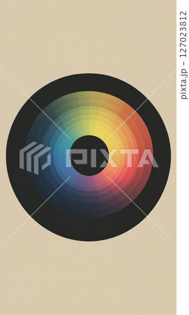 Colorful concentric circles on beige background 127023812