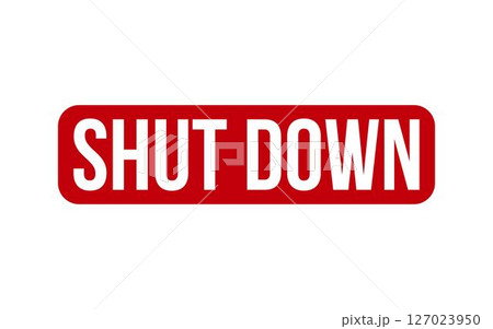 Shut Down Stamp. Red Shut Down Rubber grunge Stamp 127023950
