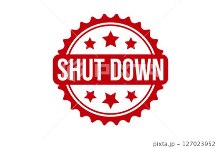 Shut Down Stamp. Red Shut Down Rubber grunge Stamp Shut Down Stamp. Red Shut Down Rubber grunge Stamp 127023952