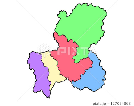 少しゆるい岐阜県地図 地域色分け 中部地方 127024868