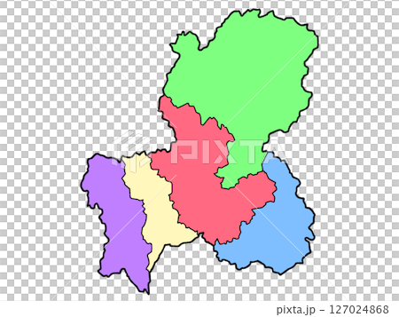 少しゆるい岐阜県地図 地域色分け 中部地方 127024868