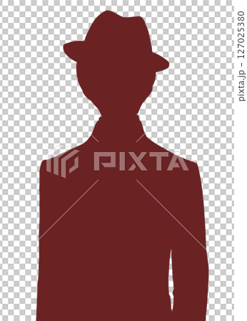 Man in suit and hat silhouette 127025380