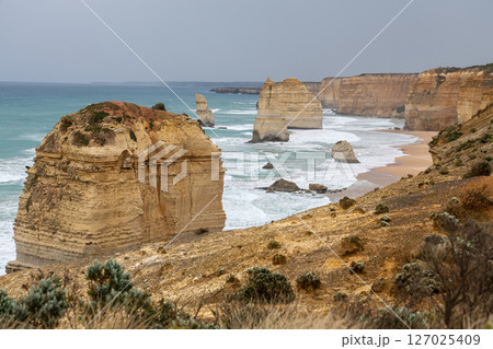 View of landscape and seascape the Twelve Apostles location is beautiful good view point at great ocean road australia 127025409
