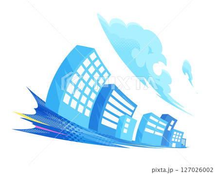 スピード感のあるかっこいいビルの街並みの風景イラスト スピード感のあるかっこいいビルの街並みの風景イラスト 127026002
