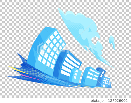 スピード感のあるかっこいいビルの街並みの風景イラスト スピード感のあるかっこいいビルの街並みの風景イラスト 127026002