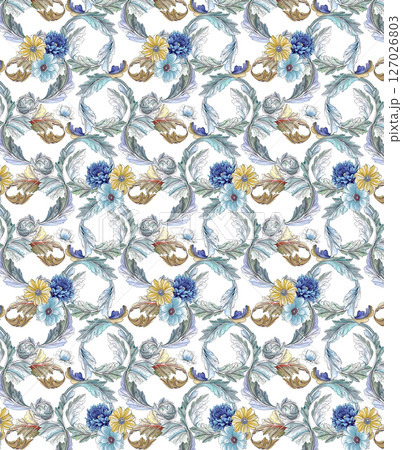 Handpainted Watercolor Floral Pattern Collection Handpainted Watercolor Floral Pattern Collection 127026803