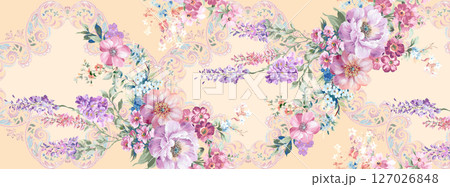 Handpainted Watercolor Floral Pattern Collection 127026848