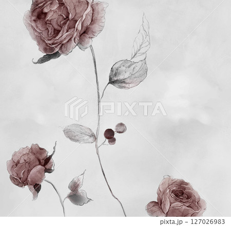 Artistic Watercolor Flower Motif Assortment Artistic Watercolor Flower Motif Assortment 127026983
