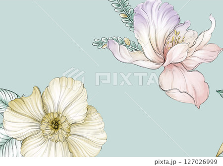Artistic Watercolor Flower Motif Assortment 127026999