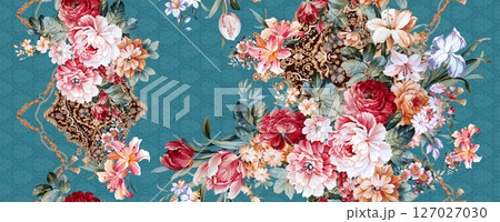 Artistic Watercolor Flower Motif Assortment 127027030