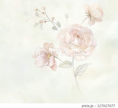 Whimsical Handdrawn Watercolor Floral Designs 127027077