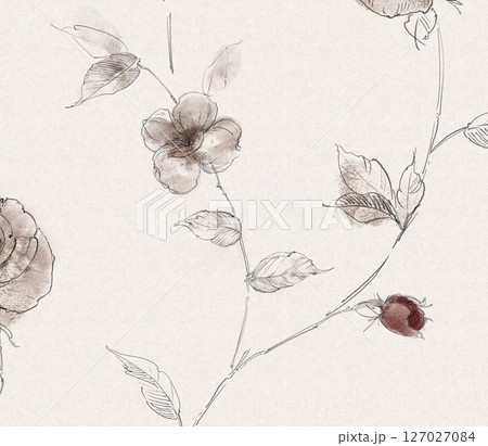 Whimsical Handdrawn Watercolor Floral Designs 127027084