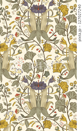 Delicate Watercolor Flower Pattern Series 127027240