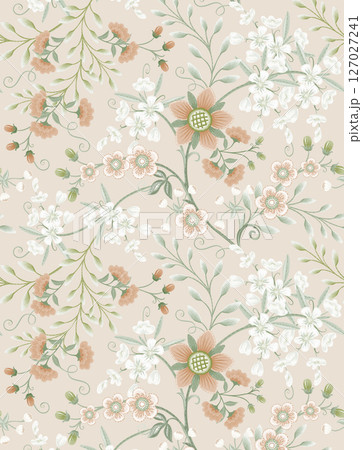 Delicate Watercolor Flower Pattern Series 127027241