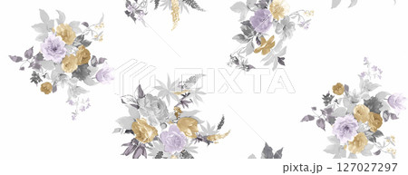 Charming Watercolor Floral Motif Collection 127027297