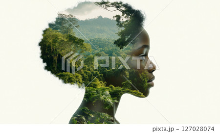 Double exposure of an Indigenous female with nature elements, concept portrait Double exposure of an Indigenous female with nature elements, concept portrait 127028074