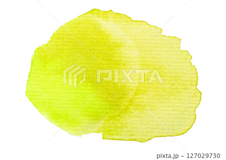 Vibrant yellow watercolor brushstroke on white background Vibrant yellow watercolor brushstroke on white background 127029730