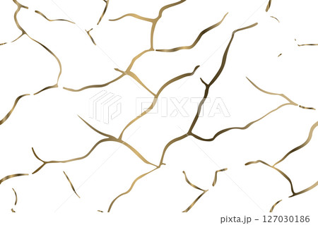 Golden Kintsugi crack texture overlay background. Distressed ckackle trendy minimalist wallpaper texture. 127030186