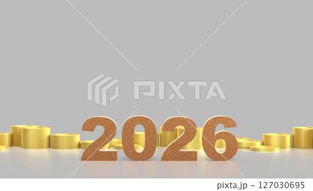 The 2026 Gold and coins for business concept 3d Rendering. The 2026 Gold and coins for business concept 3d Rendering. 127030695