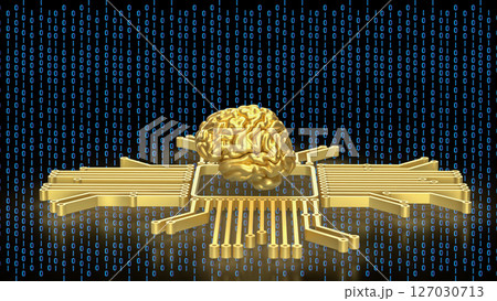 The Gold Brain and Logic for Technology concept 3d Rendering. 127030713