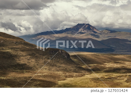 Mountain hiking trail in the Andes 127031424