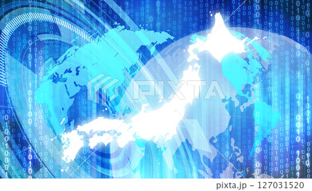 サイバーデジタル日本地図イメージ背景 127031520