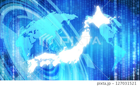 サイバーデジタル日本地図イメージ背景 127031521