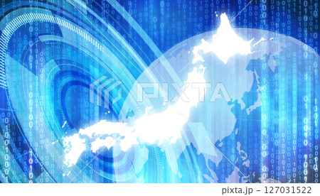 サイバーデジタル日本地図イメージ背景 127031522