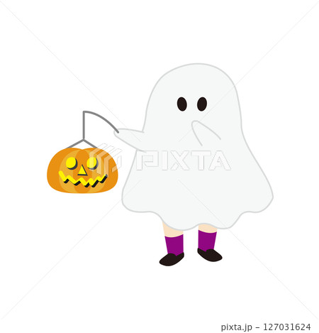 可愛いお化けの仮装をしたハロウィンのイラスト1 可愛いお化けの仮装をしたハロウィンのイラスト1 127031624