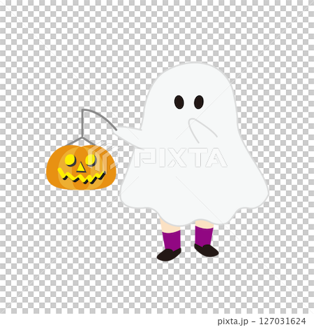 可愛いお化けの仮装をしたハロウィンのイラスト1 可愛いお化けの仮装をしたハロウィンのイラスト1 127031624