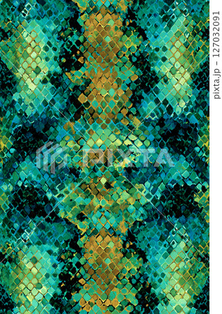 青を基調としたヘビ柄の背景 127032091