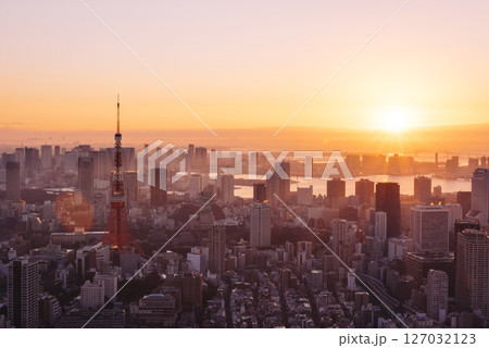 東京都心から望む初日の出 東京都心から望む初日の出 127032123