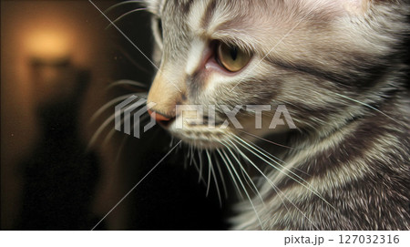 リラックスする猫のクローズアップ 127032316