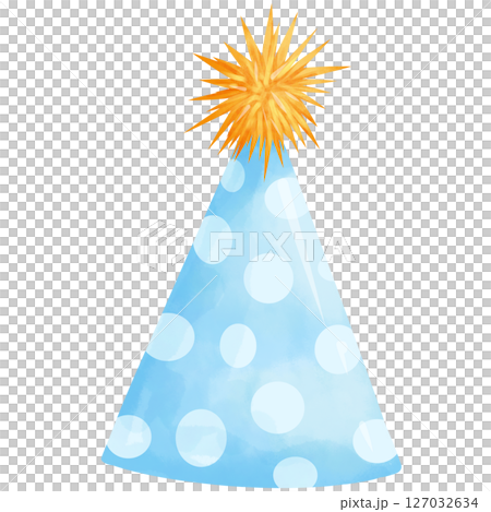 Hand-painted watercolor birthday themed party hat Hand-painted watercolor birthday themed party hat 127032634