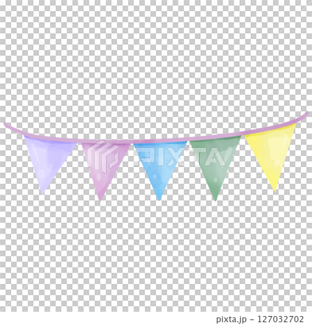 Hand drawn watercolor birthday party flag 127032702