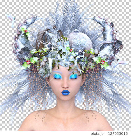 Close-up of woman with hair flower art Close-up of woman with hair flower art 127033016