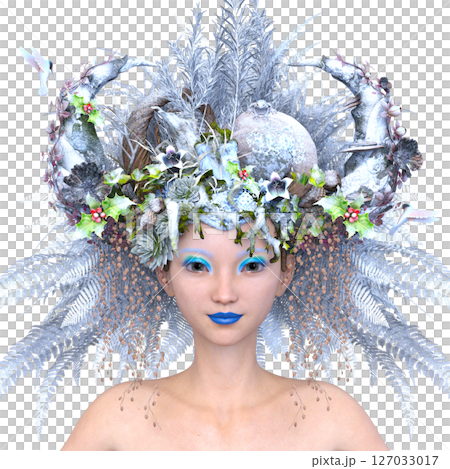 Close-up of woman with hair flower art Close-up of woman with hair flower art 127033017