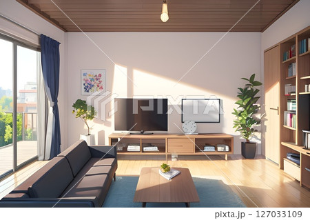 ゲーム背景　おしゃれなデザインリビング 127033109