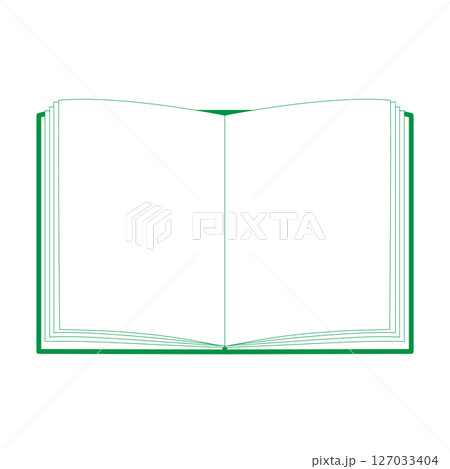 開いた本のイラスト素材アイコン　ノートメモ緑色シンプル 127033404