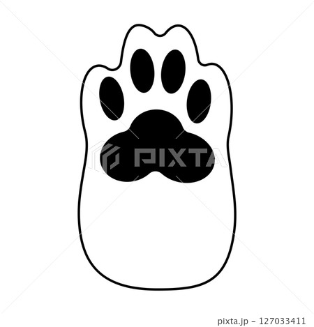 白黒の猫の手イラスト素材　肉球アイコン　シンプル 127033411