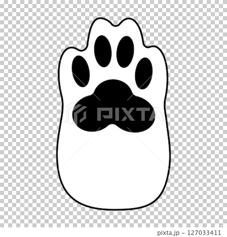 白黒の猫の手イラスト素材　肉球アイコン　シンプル 127033411