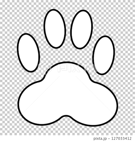Cat paw print illustration material, simple black and white lines 127033412