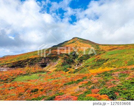 秋の栗駒山登山(東栗駒山から栗駒山の眺め) 秋の栗駒山登山(東栗駒山から栗駒山の眺め) 127033608