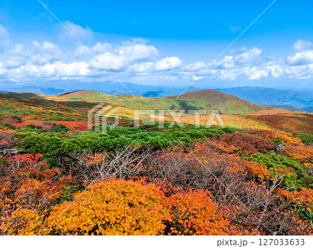 秋の栗駒山登山(東栗駒山から奥州市方面の眺め) 秋の栗駒山登山(東栗駒山から奥州市方面の眺め) 127033633