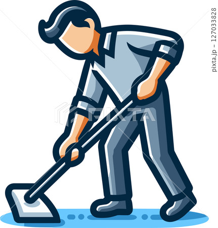 床掃除してる男性のイラスト 127033828
