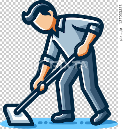 床掃除してる男性のイラスト 127033828