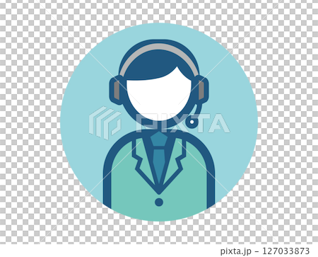 Round simple colorful illustration icon of call center staff handling phone calls Round simple colorful illustration icon of call center staff handling phone calls 127033873
